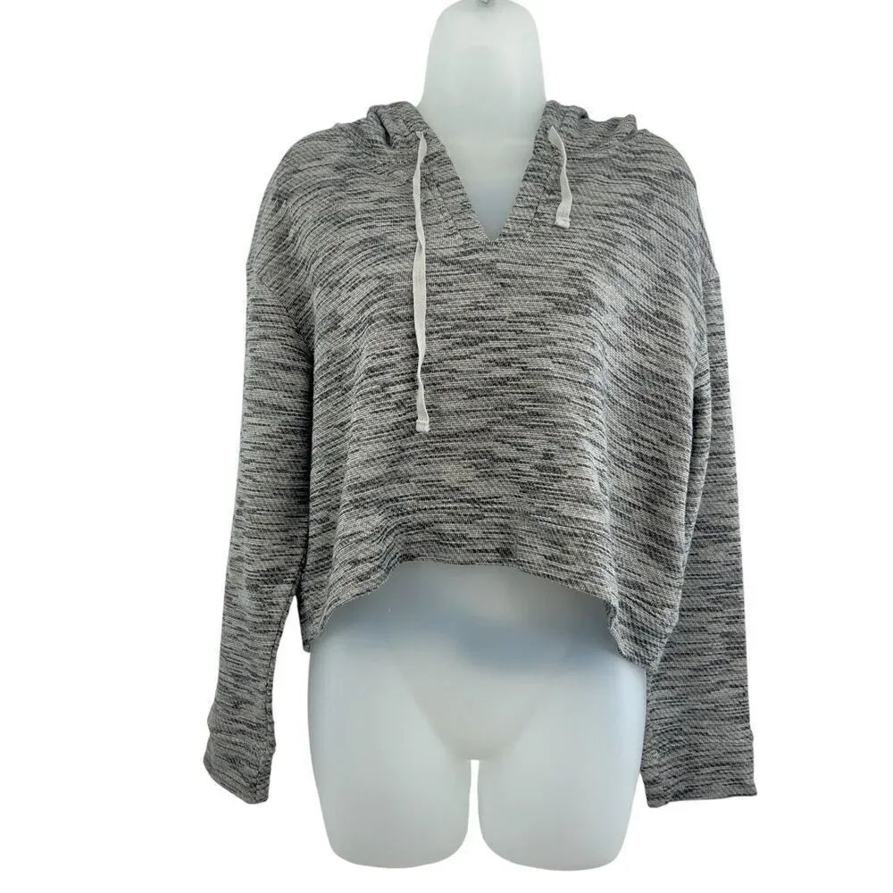 SATURDAY SUNDAY Anthropologie Gray Sweatshirt Rehearsal Hoodie Crop Top Large